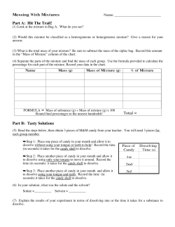 Messing With Mixtures Part A: Hit The Trail! Part B: Tasty Solutions
