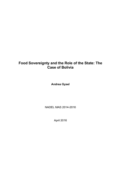 Food Sovereignty and the Role of the State: The Case of Bolivia
