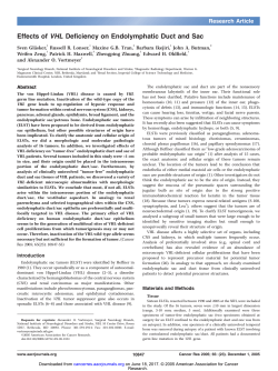 Effects of VHL Deficiency on Endolymphatic Duct and Sac