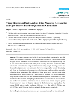 Three Dimensional Gait Analysis Using Wearable Acceleration and