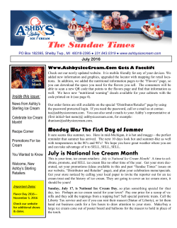 July, 2016 - Ashby`s Sterling Ice Cream