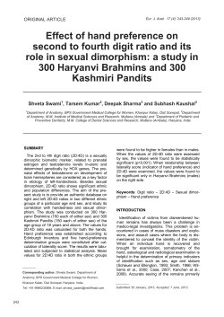 Effect of hand preference on second to fourth digit ratio and its role