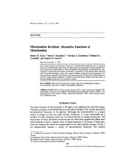 Mitochondria Revisited. Alternative Functions of Mitochondria