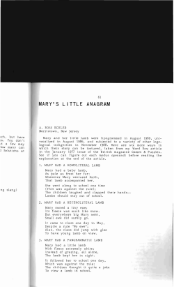 Mary`s Little Anagram - Digital Commons @ Butler University