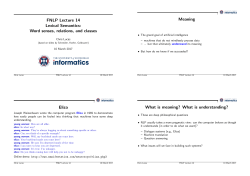 FNLP Lecture 14 Lexical Semantics: Word senses, relations, and