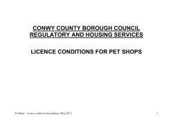Pet Shop Licence Conditions - Conwy County Borough Website