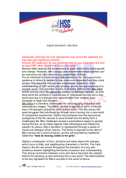 English (Standard) - Billy Elliot Individuals venturing into new