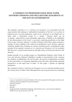 a comment on professor leslie zines` paper