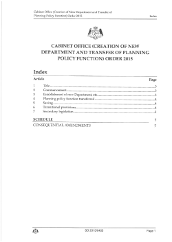 CABINET OFFICE (CREATION OF NEW DEPARTMENT AND