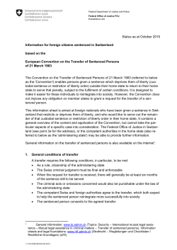 Information for foreign citizens sentenced in Switzerland
