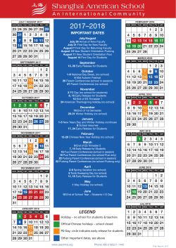 IMPORTANT DATES 1 2 3 4 5 6 7 8 9 10 11 12 13 14 15 16 17 18