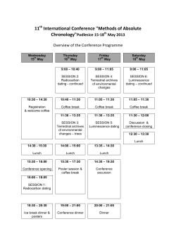 Podlesice 15-18th May 2013 - Methods of Absolute Chronology