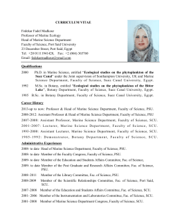 CURRICULUM VITAE Fedekar Fadel Madkour Professor of Marine