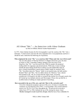 All About "Ms." -- An Interview with Alma Graham