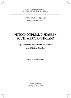 Mitochondrial disease in Southwestern Finland. Population