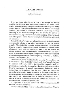 COMPLETE CAUSES 1. As we don`t subscribe to a view of