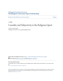 Causality and Subjectivity in the Religious Quest