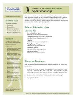 Teacher`s Guide: Sportsmanship (Grades 3 to 5)