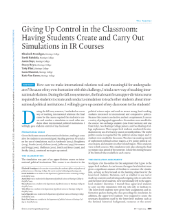 Giving Up Control in the Classroom: Having Students Create and