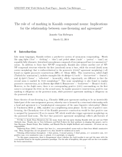 The role of -sI marking in Kazakh compound nouns: Implications for