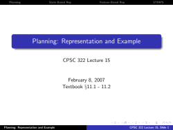 Planning: Representation and Example