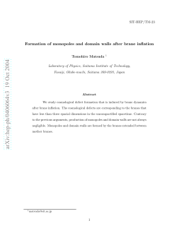 Formation of monopoles and domain walls after brane inflation