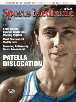 September-October: Primary, Traumatic Patella Disclocation