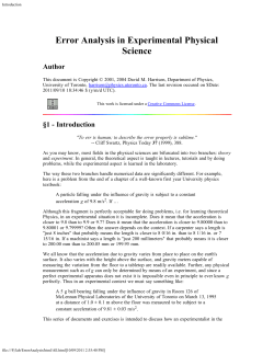 Error Analysis in Experimental Physical Science