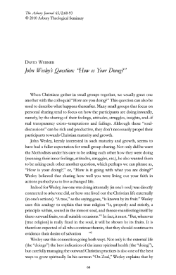 John Wesley`s Question: "How is Your Doing?"