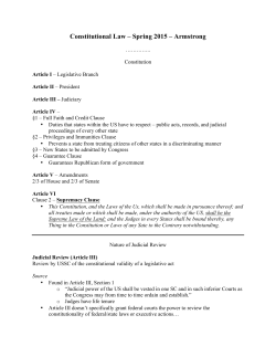 Constitutional Law &ndash; Spring 2015 &ndash; Armstrong