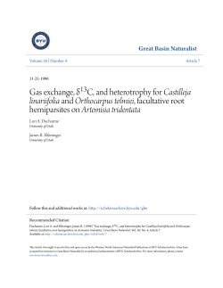 Gas exchange, &delta; 13 C, and heterotrophy for Castilleja linariifolia and