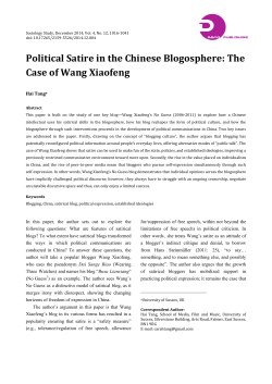 Political Satire in the Chinese Blogosphere: The Case of Wang
