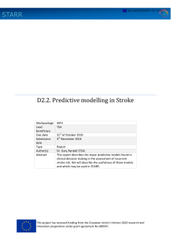 D2.2. Predictive modelling in Stroke