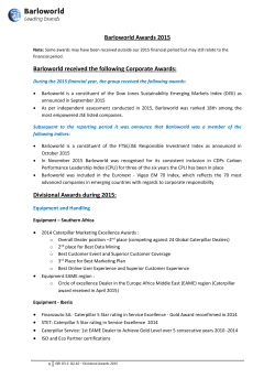 Barloworld Awards 2015 Barloworld received the following