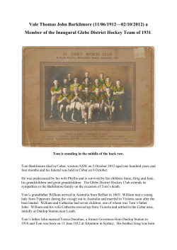 Barklimore, Tom (1912-2012) - Obituary