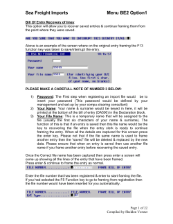Sea Freight Imports Menu BE2 Option1 - Compu