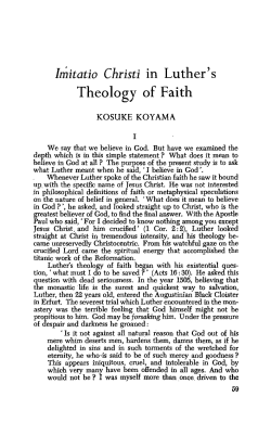 Imitatio Christi in Luther`s Theology of Faith