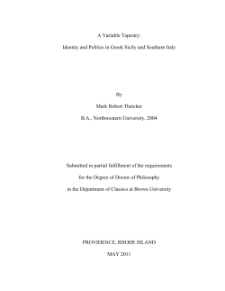 A Variable Tapestry: Identity and Politics in Greek Sicily and