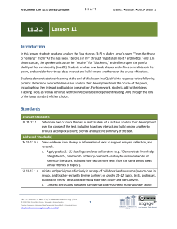 Grade 11 ELA Module 2, Unit 2, Lesson 11