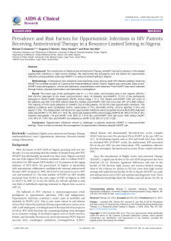 Prevalence and Risk Factors for Opportunistic Infections in HIV
