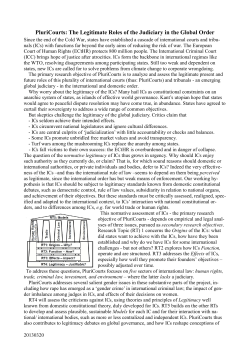 PluriCourts: The Legitimate Roles of the Judiciary in the Global Order
