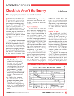 Checklists Aren`t the Enemy
