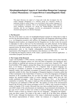 Morphophonological Aspects of Australian