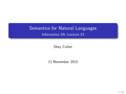 Semantics for Natural Languages