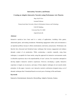 1 Interaction, Narrative, and Drama Creating an Adaptive