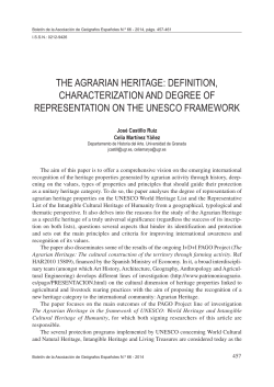 the agrarian heritage: definition, characterization and degree of