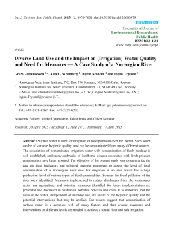 Diverse Land Use and the Impact on (Irrigation) Water Quality and