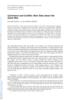 Commerce and Conflict: New Data about the Great War