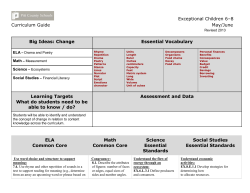 Exceptional Children 6&ndash;8 Curriculum Guide May/June Big Ideas