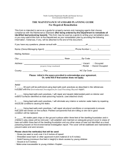 The Maintenance Standard Planning Guide for Required Remediation